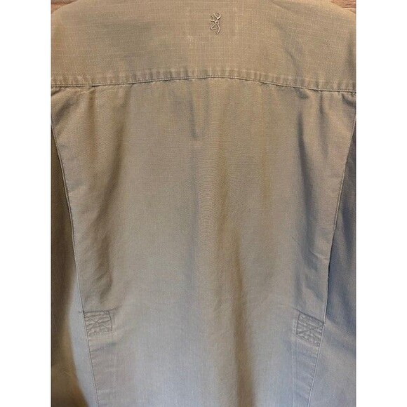 Browning Mens LRG Heavy Cotton Long Sleeve Button Front Hunting Shirt Green EUC - Picture 8 of 14
